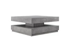 Table Basse Avec Plateau Tournant 76 X 76 Cm Bois Gris Béton 03_0004128