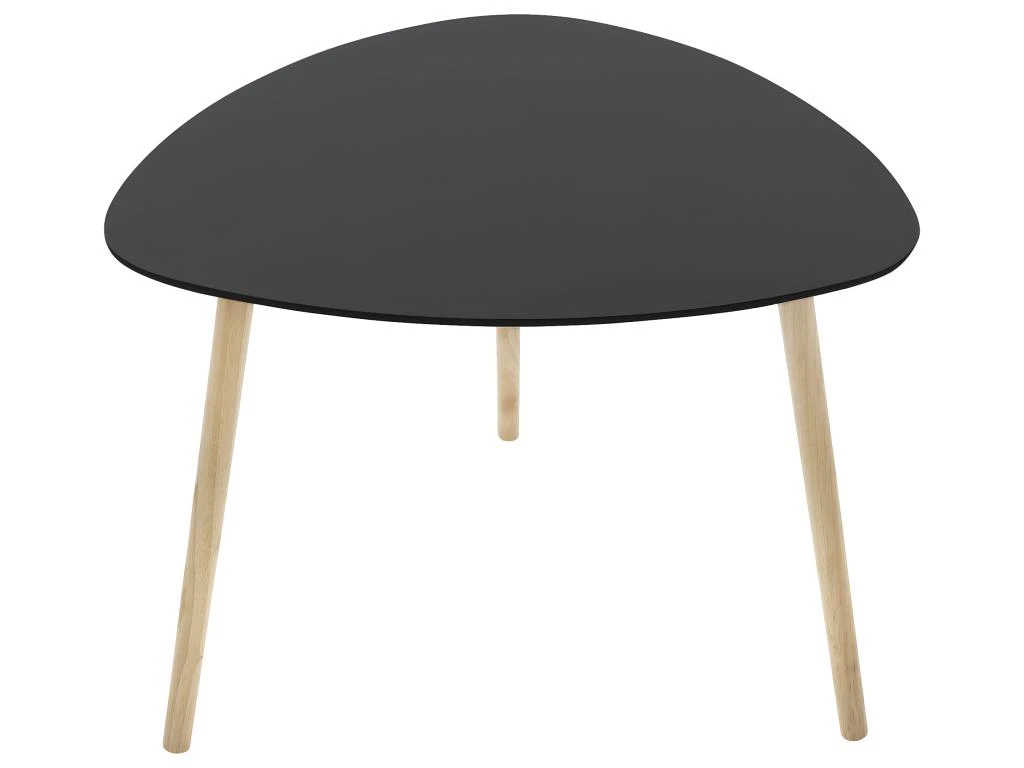 Table à Café En Bois Noir Et Pieds En Bois D'Hévéa 1 Table à Café En Bois Noir Et Pieds En Bois D'Hévéa