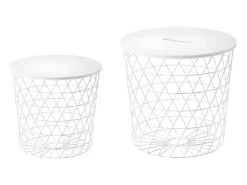 2 Tables Basses Gigognes Rondes Métal Blanc - Evy