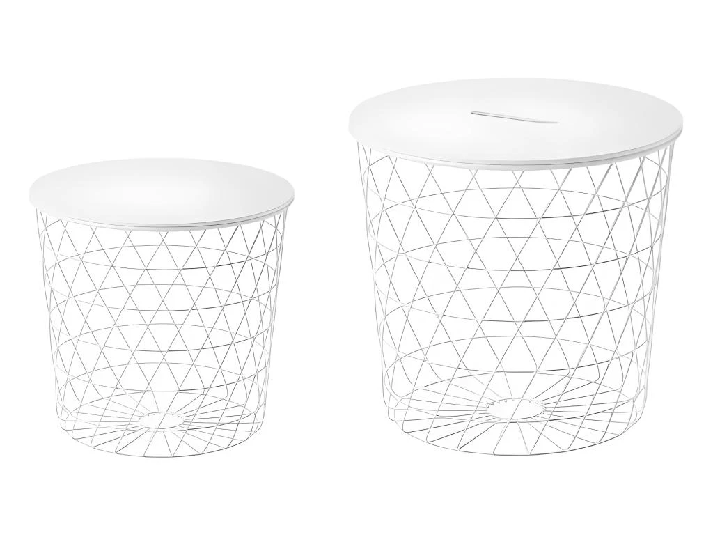 2 Tables Basses Gigognes Rondes Métal Blanc - Evy 1 2 Tables Basses Gigognes Rondes Métal Blanc - Evy