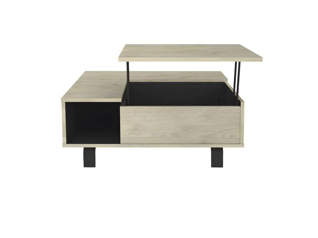YUMA - Table Basse Relevable Carrée Industrielle Effet Chêne 5 YUMA - Table Basse Relevable Carrée Industrielle Effet Chêne – Image 5