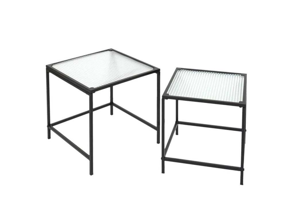 GLASSI - Tables Gigognes Noires Plateau En Verre Texturé 1 GLASSI - Tables Gigognes Noires Plateau En Verre Texturé