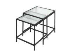 GLASSI - Tables Gigognes Noires Plateau En Verre Texturé 8 GLASSI - Tables Gigognes Noires Plateau En Verre Texturé -Deco.fr Soldes Boutique table basse 9172211