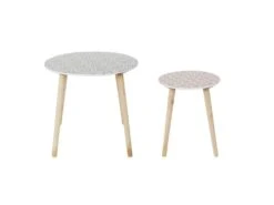 DISSA - Lot De 2 Tables Gigognes Motifs Floraux Pieds Bois 8 DISSA - Lot De 2 Tables Gigognes Motifs Floraux Pieds Bois -Deco.fr Soldes Boutique table basse 9172221