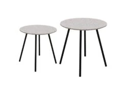 GRACY - Lot De 2 Tables Gigognes Plateaux Effet Granit Gris