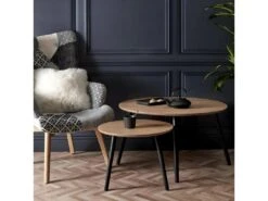 SISKA - Duo De Tables Gigognes Bois Piètement Métal Noir 7 SISKA - Duo De Tables Gigognes Bois Piètement Métal Noir -Deco.fr Soldes Boutique table basse 9172439