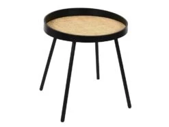 RATTAN - Duo De Tables Gigognes Noires Plateau En Rotin -Deco.fr Soldes Boutique table basse 9172469