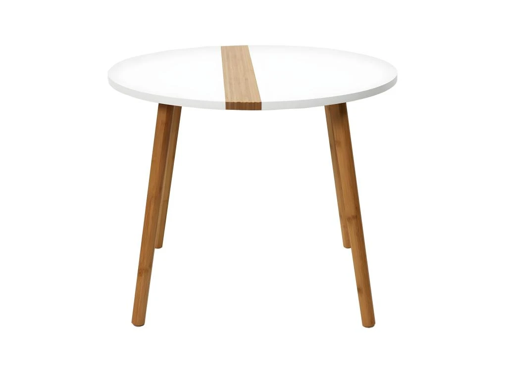 TRAZEN - Lot De 2 Tables Gigognes Blanches Et Relief Bambou 2 TRAZEN - Lot De 2 Tables Gigognes Blanches Et Relief Bambou – Image 2