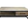 Table Basse 1 Tiroir Bois De Manguier Et Métal - Naturel -Deco.fr Soldes Boutique table basse 9235627