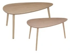 Lot De 2 Tables à Café Gigogne En Bois Clair Et Pieds Bois Naturel
