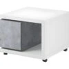 Table D'appoint Avec Tiroir Collection BERGAME. 70x70cm. Coloris Blanc Et Gris. -Deco.fr Soldes Boutique table basse 9456627