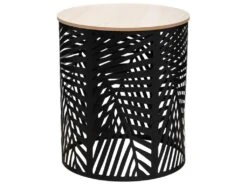 Lot De 2 Tables à Café En Métal Feuilles Noires Et Plateau En Bois 7 Lot De 2 Tables à Café En Métal Feuilles Noires Et Plateau En Bois -Deco.fr Soldes Boutique table basse 9457375