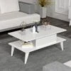 Table Basse Melhus Avec Espace De Rangement 40 X 90 X 45 Cm Blanc [en.casa]