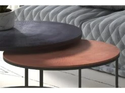 Table Basse Gigogne Ronde En Métal Bicolore Collection LIVOS. Meuble Style Industriel -Deco.fr Soldes Boutique table basse 9513257