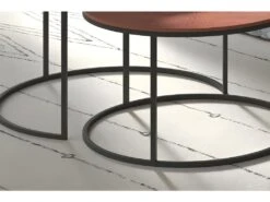 Table Basse Gigogne Ronde En Métal Bicolore Collection LIVOS. Meuble Style Industriel -Deco.fr Soldes Boutique table basse 9513261