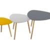 Lot De 3 Tables à Café Gigogne En Bois Gris Moutarde Et Pieds En Bois Naturel -Deco.fr Soldes Boutique table basse 9513347