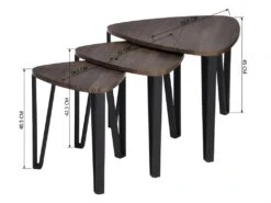 Ensemble De 3 Tables Gigognes Au Style Industriel Noir Et Bois KAUWHATA MDF HM -Deco.fr Soldes Boutique table basse 9513447