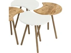 Set De 4 Tables Basses Emboîtables 48 X 77 X 77 Cm Blanc / Effet Bois [en.casa] -Deco.fr Soldes Boutique table basse 9513705