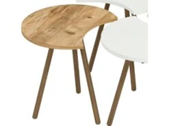 Set De 4 Tables Basses Emboîtables 48 X 77 X 77 Cm Blanc / Effet Bois [en.casa] -Deco.fr Soldes Boutique table basse 9513707