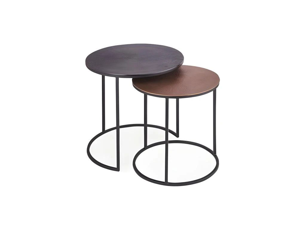Tables D'appoint Gigognes Rondes En Métal Bicolore Collection LIVOS. Meuble Style Industriel 1 Tables D'appoint Gigognes Rondes En Métal Bicolore Collection LIVOS. Meuble Style Industriel