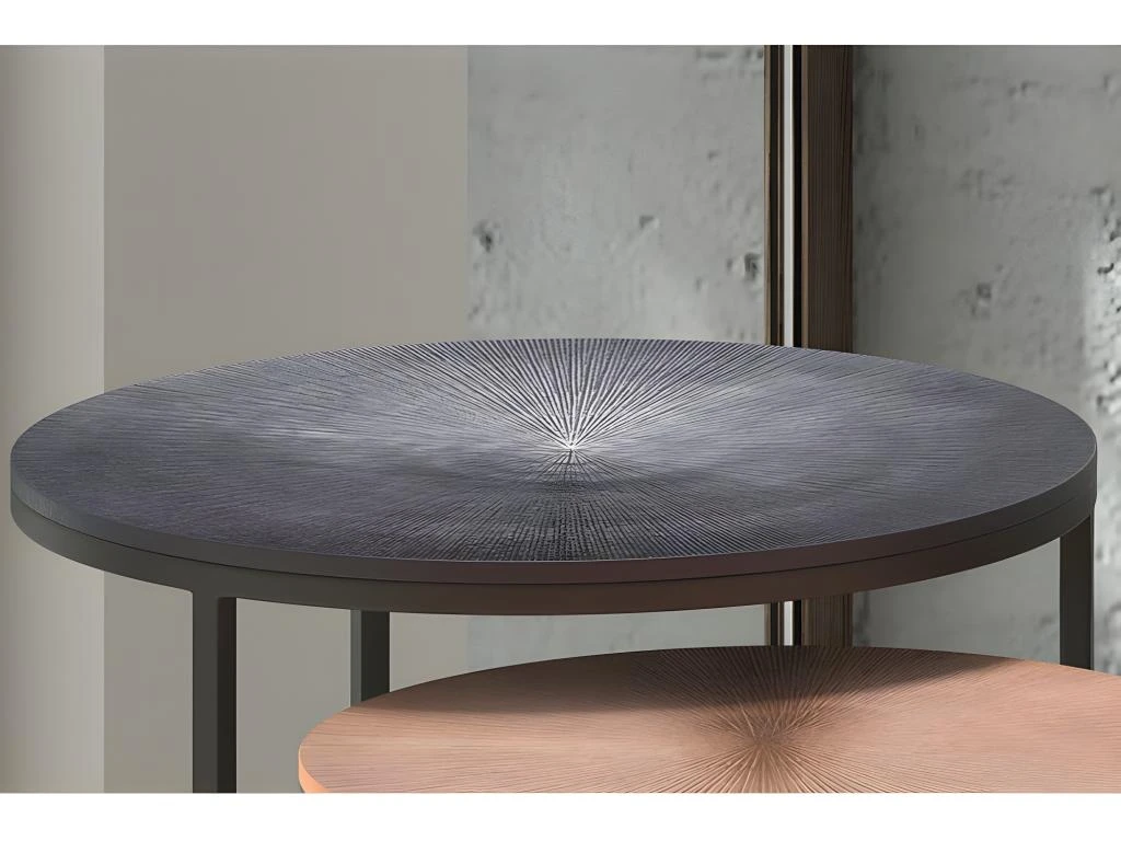 Tables D'appoint Gigognes Rondes En Métal Bicolore Collection LIVOS. Meuble Style Industriel 3 Tables D'appoint Gigognes Rondes En Métal Bicolore Collection LIVOS. Meuble Style Industriel – Image 3