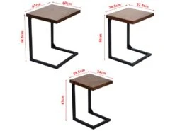 Lot De 3 Tables D'appoint Rørvig Gigognes Pour Salon Noir / Pin Lasuré [en.casa] -Deco.fr Soldes Boutique table basse 9513823