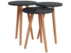 Lot De 3 Tables D'appoint Herrljunga Trépied Marbre Noir [en.casa] -Deco.fr Soldes Boutique table basse 9513837