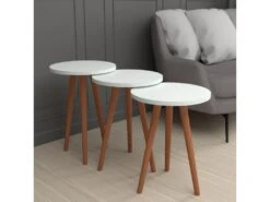 Lot De 3 Tables D'appoint Herrljunga Trépied Blanc [en.casa] -Deco.fr Soldes Boutique table basse 9513993