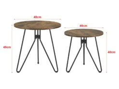 Lot De 2 Tables Basses Rondes Väsby Pieds épingle à Cheveux Effet Bois Foncé [en.casa] -Deco.fr Soldes Boutique table basse 9514071