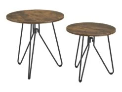 Lot De 2 Tables Basses Rondes Väsby Pieds épingle à Cheveux Effet Bois Foncé [en.casa] -Deco.fr Soldes Boutique table basse 9514073