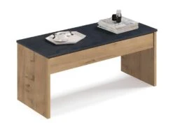 Table Basse Relevable Coloris ChĂȘne DorĂ©/ Marbre - Hauteur 47-58 X Longueur 100 X Profondeur 50 Cm