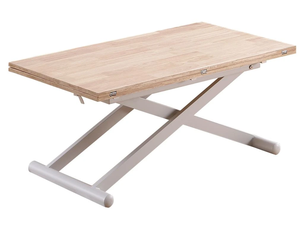 Table Basse Relevable Extensible En Bois Et Métal Coloris Chêne Nordique Blanc - Longueur 110-114 X Profondeur 57 X Hauteur 49-76 Cm 1 Table Basse Relevable Extensible En Bois Et Métal Coloris Chêne Nordique Blanc - Longueur 110-114 X Profondeur 57 X Hauteur 49-76 Cm
