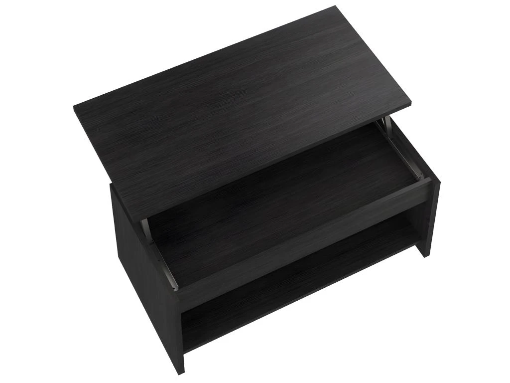 Table Basse Avec Plateau Relevable Coloris Gris En Mélamine -Longueur 100 X Profondeur 50/72 X Hauteur 40/55 Cm 2 Table Basse Avec Plateau Relevable Coloris Gris En Mélamine -Longueur 100 X Profondeur 50/72 X Hauteur 40/55 Cm – Image 2