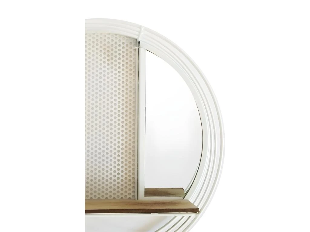 Etagère Murale Ronde En Métal Blanc Avec Miroir Et Tablette - LUNE 2 Etagère Murale Ronde En Métal Blanc Avec Miroir Et Tablette - LUNE – Image 2