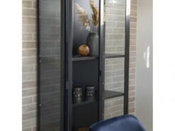 Brisbane - Vaisselier En Verre Et Métal H175cm - Couleur - Noir -Deco.fr Soldes Boutique vitrine 13287583