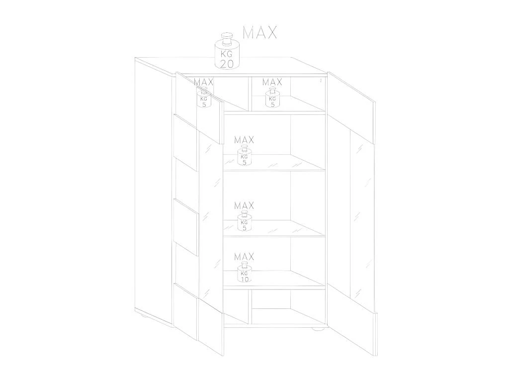 Vitrine 2 Portes Laqué Blanc Brillant à LEDs - KIOO 3 Vitrine 2 Portes Laqué Blanc Brillant à LEDs - KIOO – Image 3