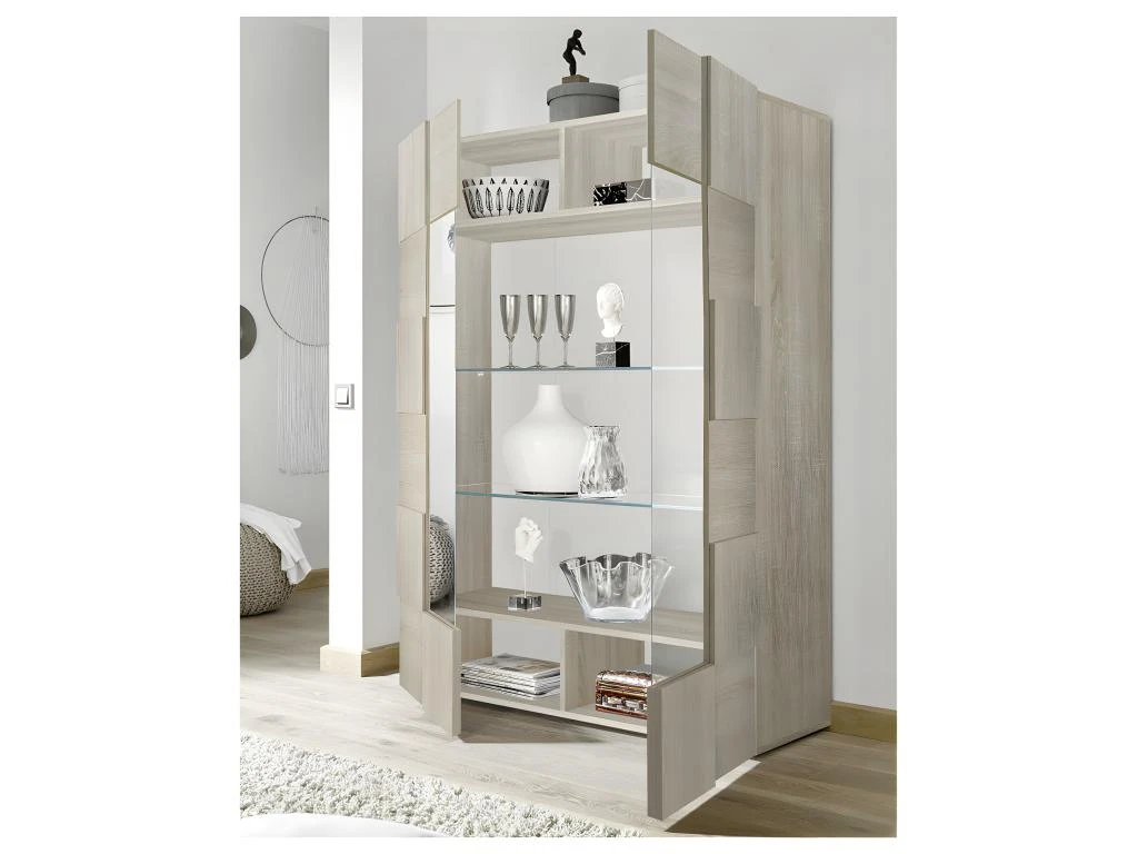 Vitrine 2 Portes Chêne Clair - TICATO 2 Vitrine 2 Portes Chêne Clair - TICATO – Image 2