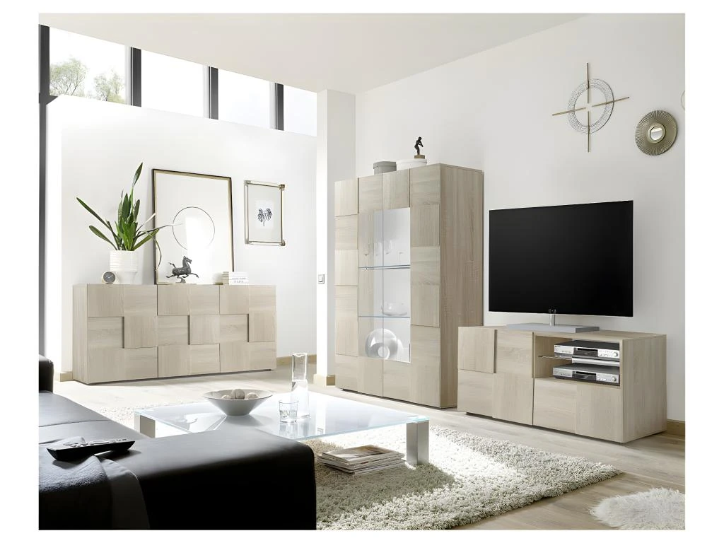 Vitrine 2 Portes Chêne Clair - TICATO 4 Vitrine 2 Portes Chêne Clair - TICATO – Image 4