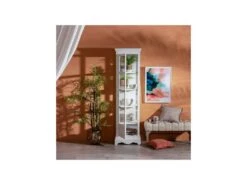 Vitrine 5 Niches Bois/Verre Blanc - CHANTALE -Deco.fr Soldes Boutique vitrine 17626089