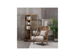 Vitrine 4 étagères Bois De Mindi Naturel - NILAI -Deco.fr Soldes Boutique vitrine 17626157