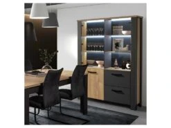 Vitrine 3 Portes 2 Tiroirs Chêne Naturel/Noir - ARTEMIS 7 Vitrine 3 Portes 2 Tiroirs Chêne Naturel/Noir - ARTEMIS -Deco.fr Soldes Boutique vitrine 17635965