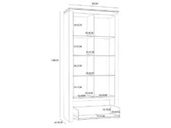 Vitrine H198 Cm Décor Chêne Clair Et Noir Avec Poignées Métal - LEILA -Deco.fr Soldes Boutique vitrine 17701689