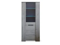 Colonne Vitrée 2 Portes Bois Gris/Béton - RIUCKO - L 85 X L 52 X H 190 Cm -Deco.fr Soldes Boutique vitrine 19823421
