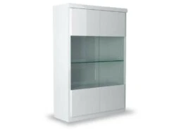 Vitrine 2 Portes Blanc Laqué/ Leds - ESPRIT -Deco.fr Soldes Boutique vitrine 21155267