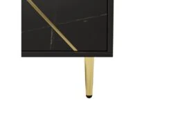 Vitrine Avec 2 Portes En Verre Et éclairage LED - Décorée De Rayures Dorées - Hauteur 180cm - Noir -Deco.fr Soldes Boutique vitrine 21224077