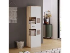 Vitrine Moderne Avec LED En 7 Couleurs Et 5 Compartiments - 180x52x40cm - Blanc