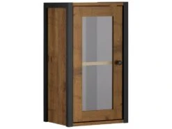 Élément Mural Avec 1 Porte Vitrée En Panneau De Partic. Chêne