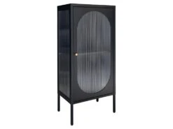 Adelaide - Petit Meuble De Rangement En Verre Et Métal H50cm - Couleur - Noir -Deco.fr Soldes Boutique vitrine 22075089