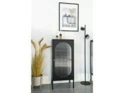 Adelaide - Petit Meuble De Rangement En Verre Et Métal H50cm - Couleur - Noir -Deco.fr Soldes Boutique vitrine 22075099