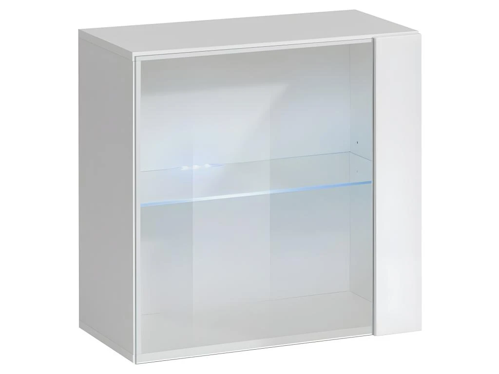 Vitrine Blanche Carrée Suspendue Avec 1 Porte Vitrée Et éclairage LED Inclus. Collection SWITCH. 1 Vitrine Blanche Carrée Suspendue Avec 1 Porte Vitrée Et éclairage LED Inclus. Collection SWITCH.